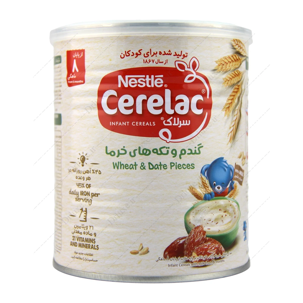 قیمت و خرید سرلاک گندم و تکه خرما همراه شیر نستله 400 گرم - دکتر لوکس